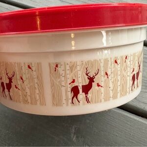 Red and White Kitchen Storage Bowl with Lid